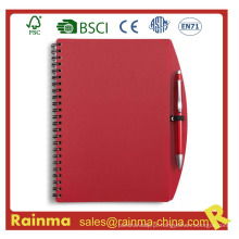 Caderno de capa de PVC vermelho para escola e material de escritório